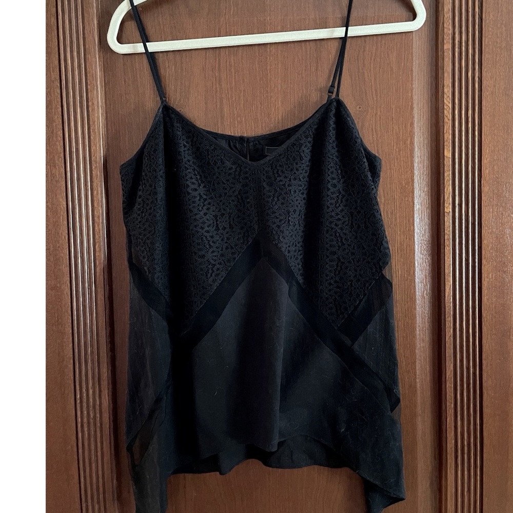 Black BCBG tank with sheer inserts